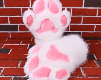 Mixed US Japan Design Fursuit Plush Paw Gloves Plastic Claw Furry Cosplay Comic Accessory