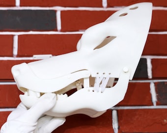 Werewolf Movable Jaw Skull Fursuit Base DIY 3D-Printed Mask Kit for Furry Cosplay | Realistic PLA Head with Teeth for Creative Costumes