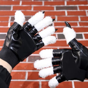 Kigurumi Paw Gloves with Detachable Claws Customizable Nail Colors, Five-Finger Claw Design for Cosplay & Costume Play Cute Gloves Gift