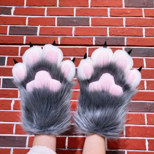 Colorful Furry Claws Custom Fursuit Paw Claws for Costume Cosplay Outfit Synthetic Fur Claw Set Handmade Animal Gloves Accessory Gift DIY