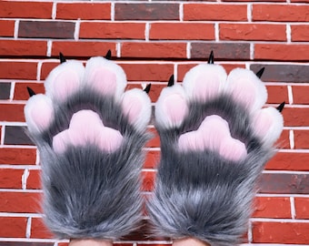 Colorful Furry Claws Custom Fursuit Paw Claws for Costume Cosplay Outfit Synthetic Fur Claw Set Handmade Animal Gloves Accessory Gift DIY