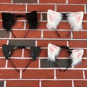 Animated Cat Ear Headband for Cosplay Motion Ears Fursona DIY Fursuit Moving Furry Ears Electric Cosplay Headband Mechanical Ears Costumes