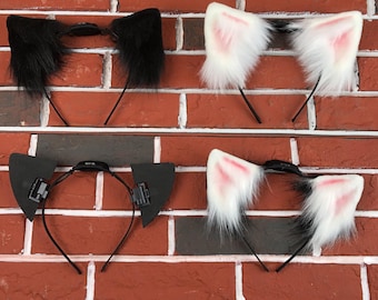 Animated Cat Ear Headband for Cosplay Motion Ears Fursona DIY Fursuit Moving Furry Ears Electric Cosplay Headband Mechanical Ears Costumes