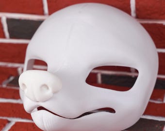 S47 American Fursuit Mask Base Long Snout Canine Fox PLA DIY Custom Height Makers