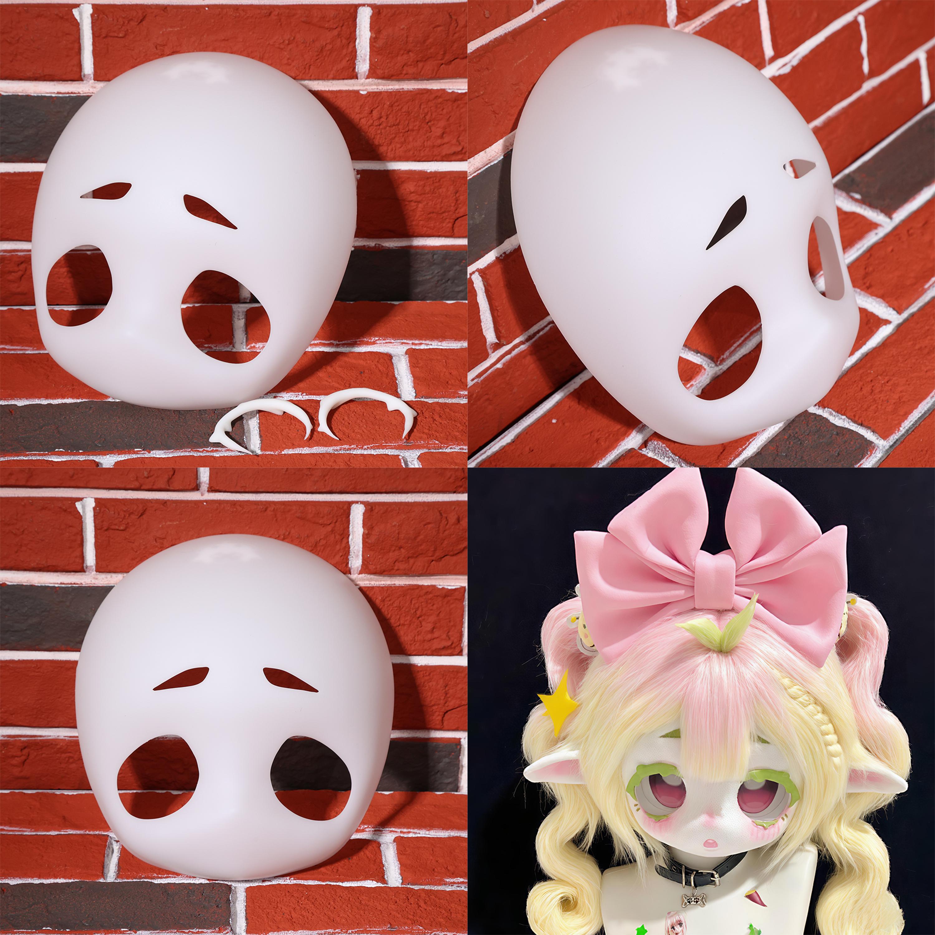 Kig Cosplay Head Base Fursona 3D Printed Kawaii Weepy Headgear with Eyelash Accessories Cute Gaming Gift Lightweight DIY Holidays Anime Mask