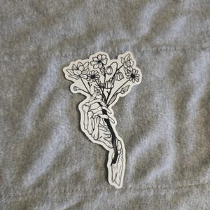 Skeleton Hand & Flowers Sticker/Decal