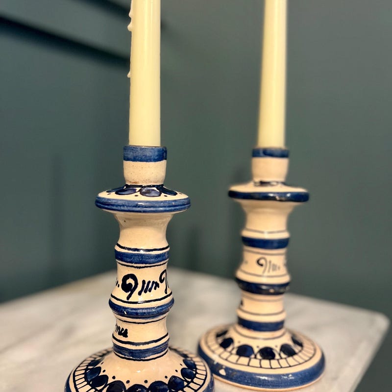 Watcombe Torquay Terracotta Candlestick Holders Pair
