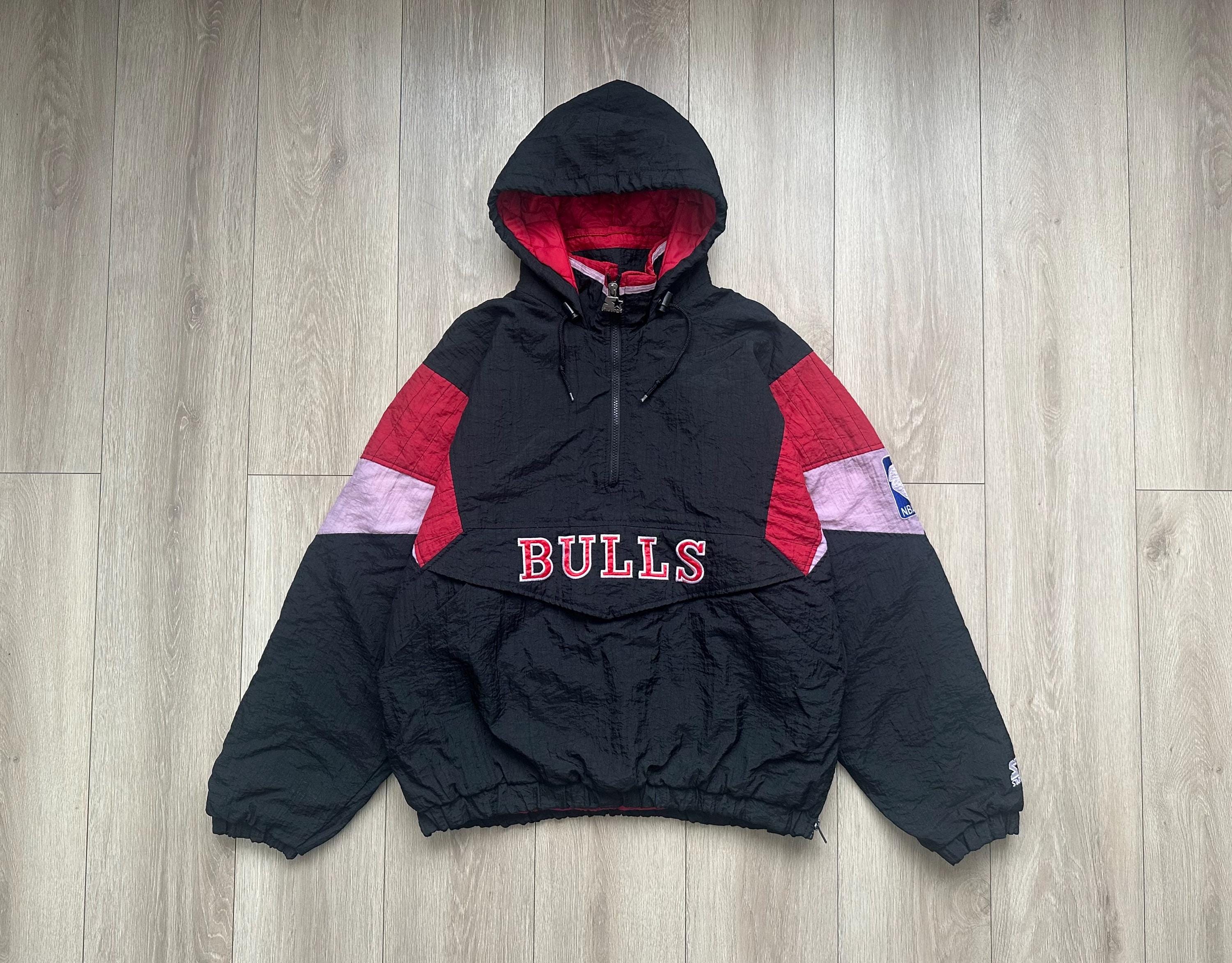 Vintage 90s Chicago Bulls Starter Pullover Jacket Size L Made in