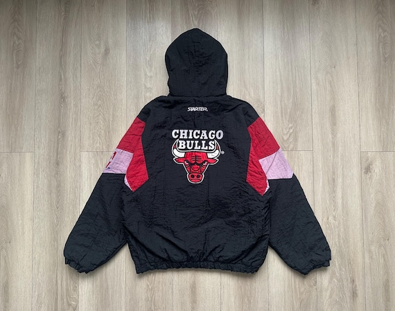 90s USA製 STARTER Bulls ナイロンジャケットL Vintage 90s Chicago Bulls Starter Pullover Jacket Size L Made in