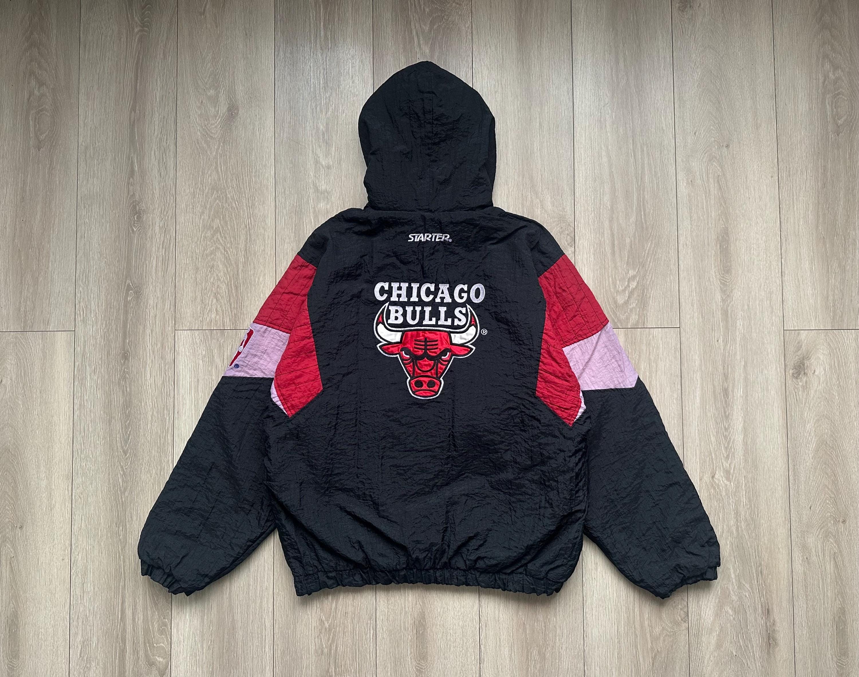 Vintage 90s Chicago Bulls Starter Pullover Jacket Size L Made in