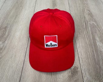 Vintage Marlboro Racing Team 1990s Red Cap Hat Racing Size