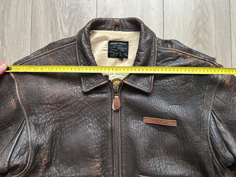 Vintage 90s Avirex type G-1 Leather Bomber Jacket, Brown Distressed US Navy Pilot Flight Jacket, Size M, made in Korea image 13