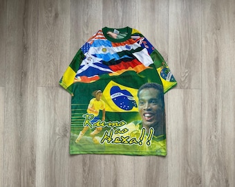 ヴィンテージ Tシャツ ジャージ ブラジル ロナウジーニョ、サイズ L