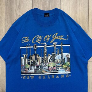 ヴィンテージ 80 年代 ニューオーリンズ ジャズ ブルー T シャツ