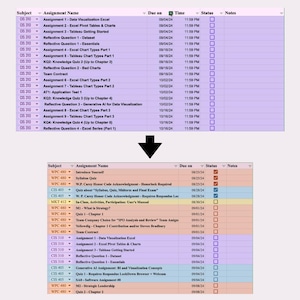 Class Assignment Tracker, Google Sheets Assignment Tracker, Digital ...