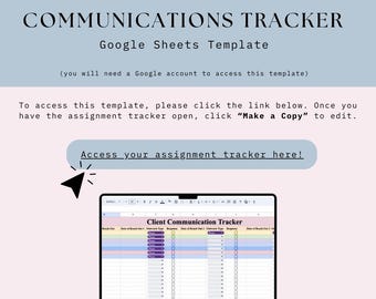 Plantilla de Excel/Hojas de cálculo de Google para seguimiento de la comunicación con el cliente, seguimiento de la comunicación con el cliente, descarga digital instantánea