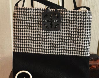 Small Cross-Body Purse~"Black & White" Tweed Wool..Ships Free!