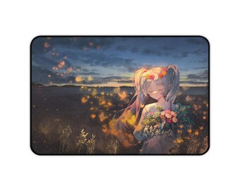 Tappetino per mouse Frieren con motivo campo di fiori - Design con bouquet e corona di fiori, superficie liscia, base antiscivolo