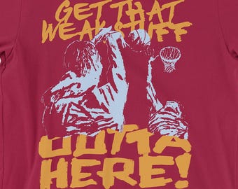 Get That Weak Stuff Outta Here Shirt, A.C. Tribute, Cleveland Basketball Block Graphic Tee, Retro Ohio Sports Gift, Wine Gold Unisex Tee