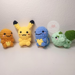 Peluche Pika ispirato a Poke, realizzato all&#39;uncinetto, bambola di peluche Pika Pika tartaruga drago amigurumi