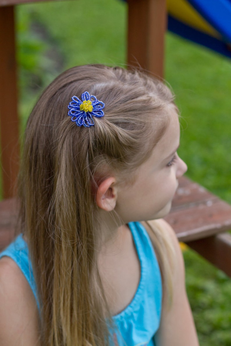 Blue Flower Hair Clip Hair Fascinator French Beaded Flower Hair Comb Blue Beaded Flower Hair Comb Hair Accessories Beaded Clip