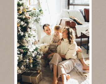 Bearbeitbare Weihnachtsfamilienfotokartenvorlage | Canva Feiertagskarte | Druckbare Weihnachtsfotokarte für die Familie