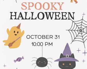 Bearbeitbare Halloween Party Einladung Vorlage | Canva Einladen | Halloween-Einladung zum Ausdrucken für Erwachsene und Kinder