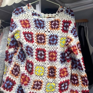 Crochet Jumbo Rose Cardigan, Colorful Granny Square Cardigan, Crochet Rose Chunky Cardigan, Rose Cardigan, crochet sunflower