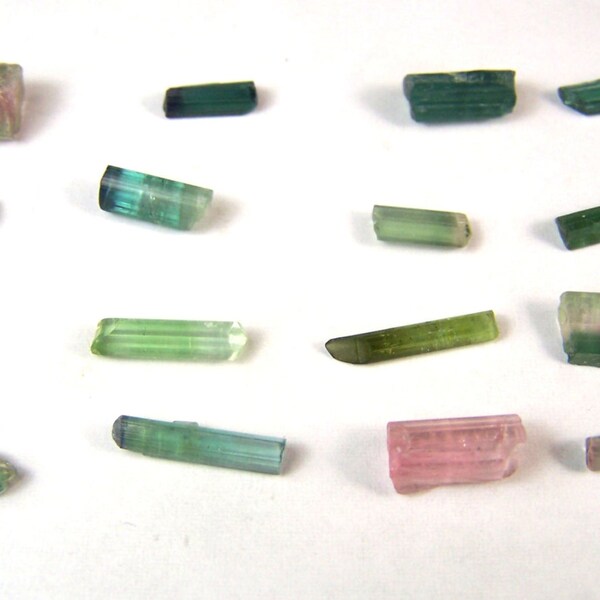 Tourmaline - lot of Crystals - Blue Green Pink watermelon bi tri color Tourmaline Crystal - rubellite wire wrap stone paraiba