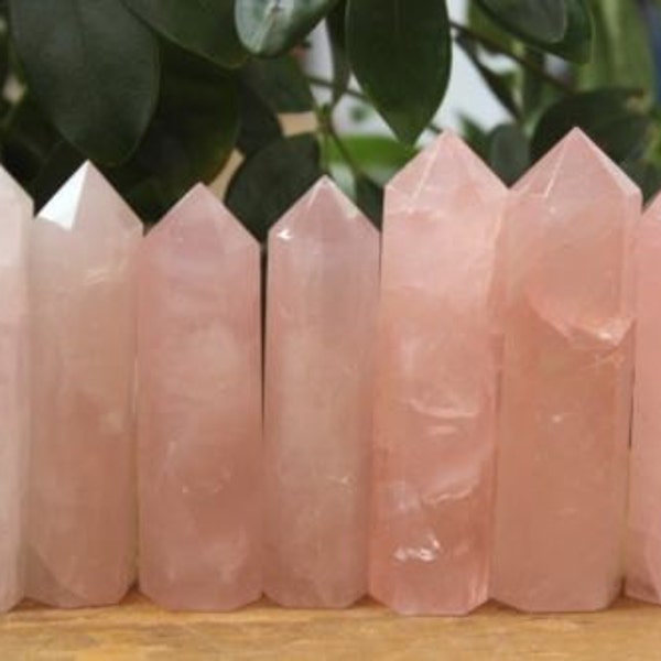 ONE extra Large Rose QUartz Crystal - polished - wand making supplies - display - lapidary - 3.5 to 4 inch  natural pink crystal point