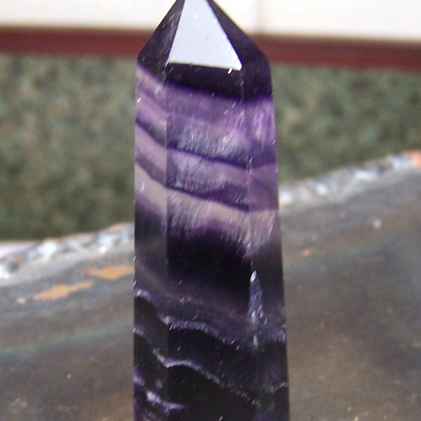 Fluorite - Purple Fluorite - Rainbow Fluorite Crystal - Crystal - prism - purple - - polished - point