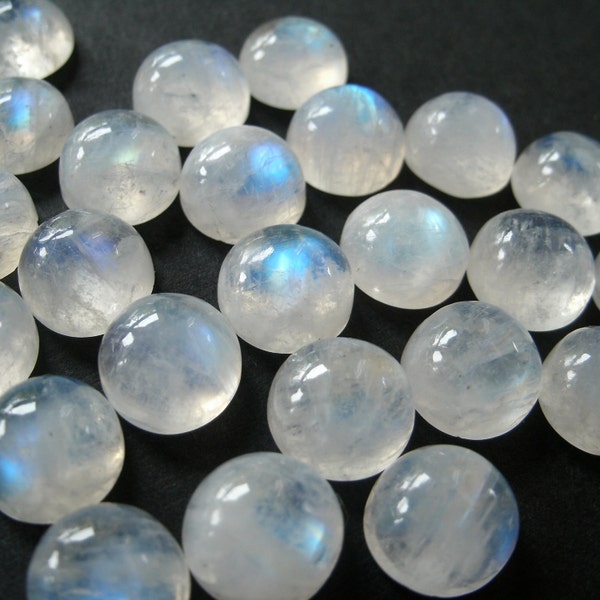 2  Rainbow Moonstone cabochons  - 11 mm - Pair of Rainbow Moonstone cabs - gemstone - circle round white  - sri lanka - blue purple  fire