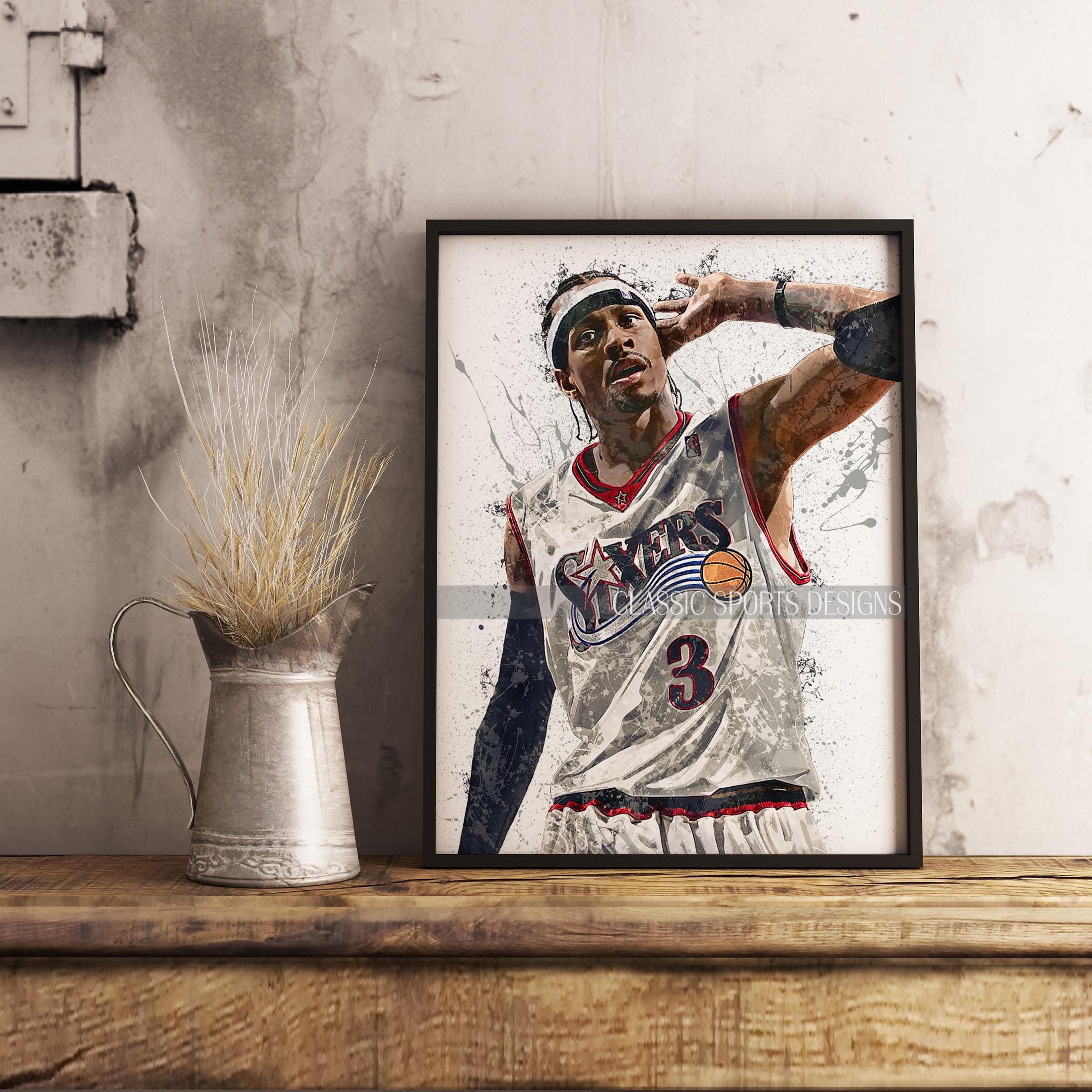 Sports Art Allen Iverson Posters and Prints Wall Art Basketball Art Motivational Quote Painting for Gym Room Home Decor O1.50x70cm No Frame