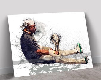Jalen Hurts Poster, Cigar With Trophy, Canvas Wrap, Wall Art Print, Kids  Decor, Mancave Gift, Sports Art