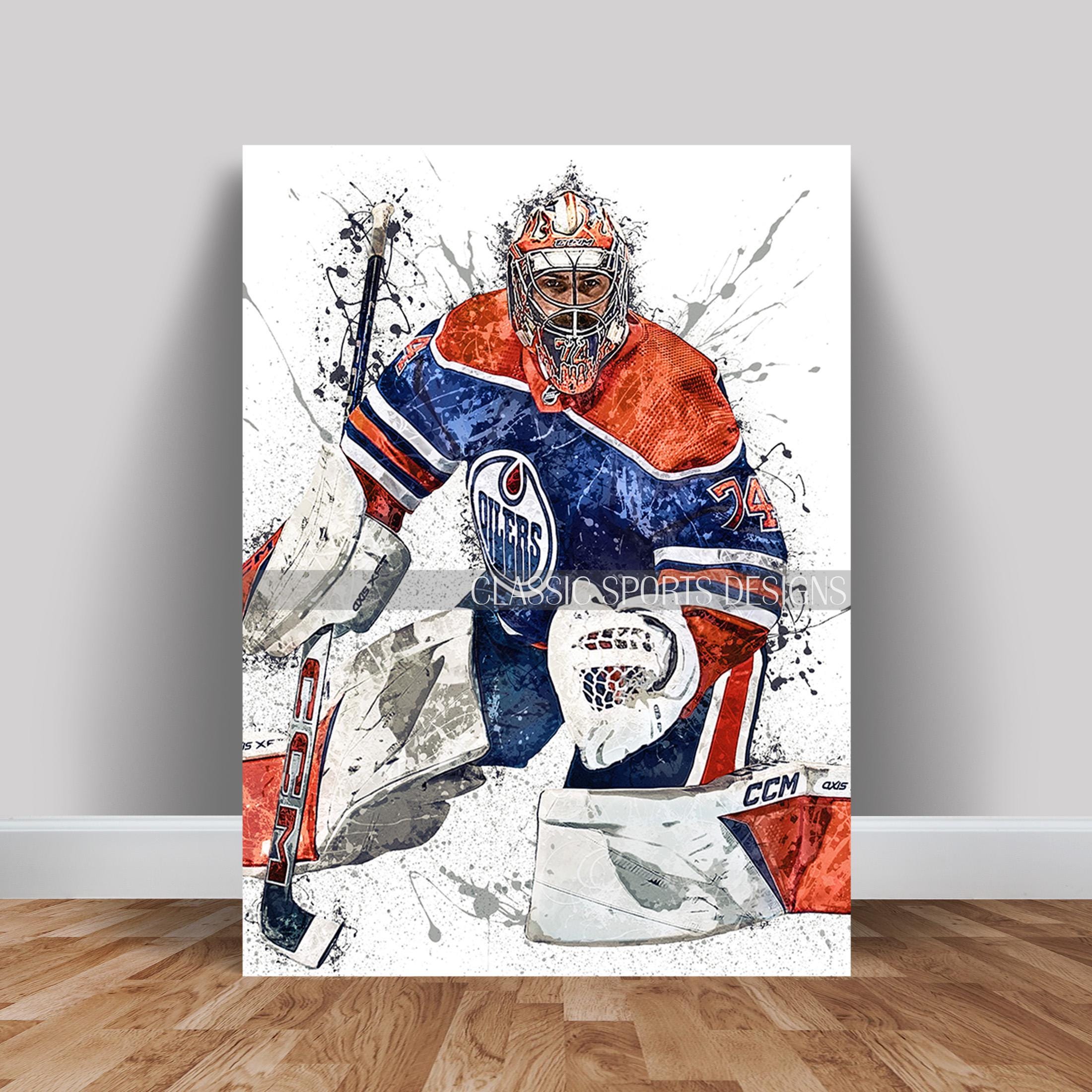Stuart Skinner Poster, Edmonton Oilers, Canvas Wrap, Wall Art