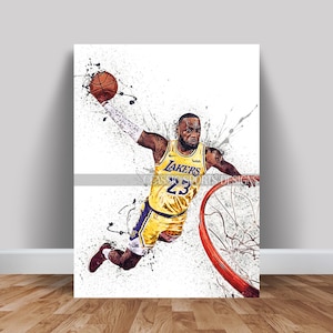 Lebron James Poster, Los Angeles Lakers, Canvas Wrap, Wall Art Print, Kids Decor, Man Cave Gift, Sports Art
