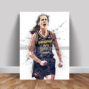 Caitlin Clark Poster, Indiana Fever, Canvas Wrap, Wall Art Print, Kids Decor, Man Cave Gift, Sports Art