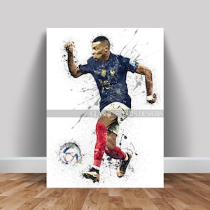 Kylian Mbappe Poster, Paris Saint Germain, France National Team, Canvas Wrap, Wall Art Print, Kids Decor, Man Cave Gift, Sports Art