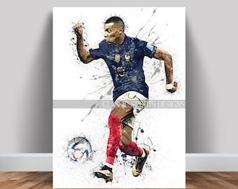 Kylian Mbappe Poster, Paris Saint Germain, France National Team, Canvas Wrap, Wall Art Print, Kids Decor, Man Cave Gift, Sports Art