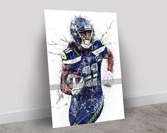 Jaxon Smith-Njigba Poster, Seattle Seahawks, Canvas Wrap, Wall Art Print, Kids Decor, Man Cave Gift, Sports Art