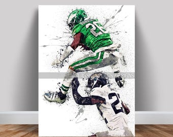Saquon Barkley Poster, Philadelphia Eagles, Reverse Hurdles Jarrian Jones, Canvas Wrap, Wall Art Print, Kids Decor, Mancave Gift, Sports Art