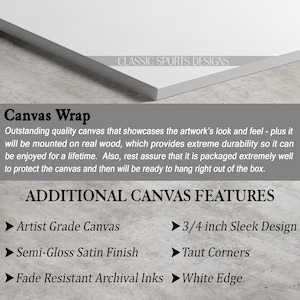 K&ouml;nnte beinhalten: Canvas Wrap mit einem eleganten Design von 3/4 Zoll, K&uuml;nstlerleinwand, seidenmattem Finish, straffen Ecken, lichtbest&auml;ndigen Archivtinten und einem wei&szlig;en Rand. Classic Sports Designs.