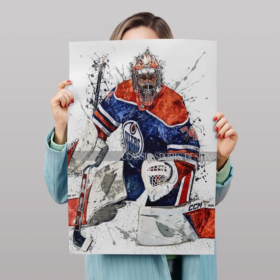 Stuart Skinner Poster, Edmonton Oilers, Canvas Wrap, Wall Art
