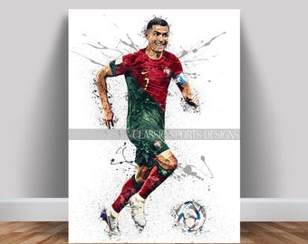 Cristiano Ronaldo Poster, Portugal National Team, Canvas Wrap, Wall Art Print, Kids Decor, Man Cave Gift, Sports Art
