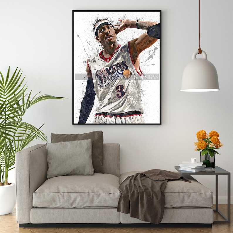 Allen Iverson Poster, Philadelphia 76ers, Canvas Wrap, Wall Art Print ...