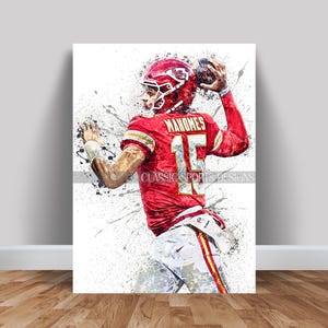 Patrick Mahomes Poster, Kansas City Chiefs, Canvas Wrap, Wall Art Print, Kids Decor, Man Cave Gift, Sports Art