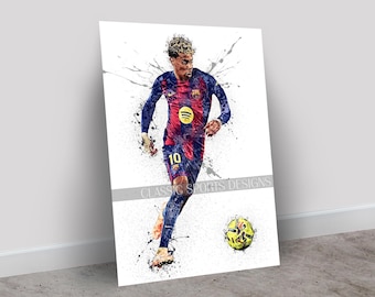 Lamine Yamal Poster, Barcelona Futbol Club, Canvas Wrap, Wall Art Print, Kids Decor, Man Cave Gift, Sports Art