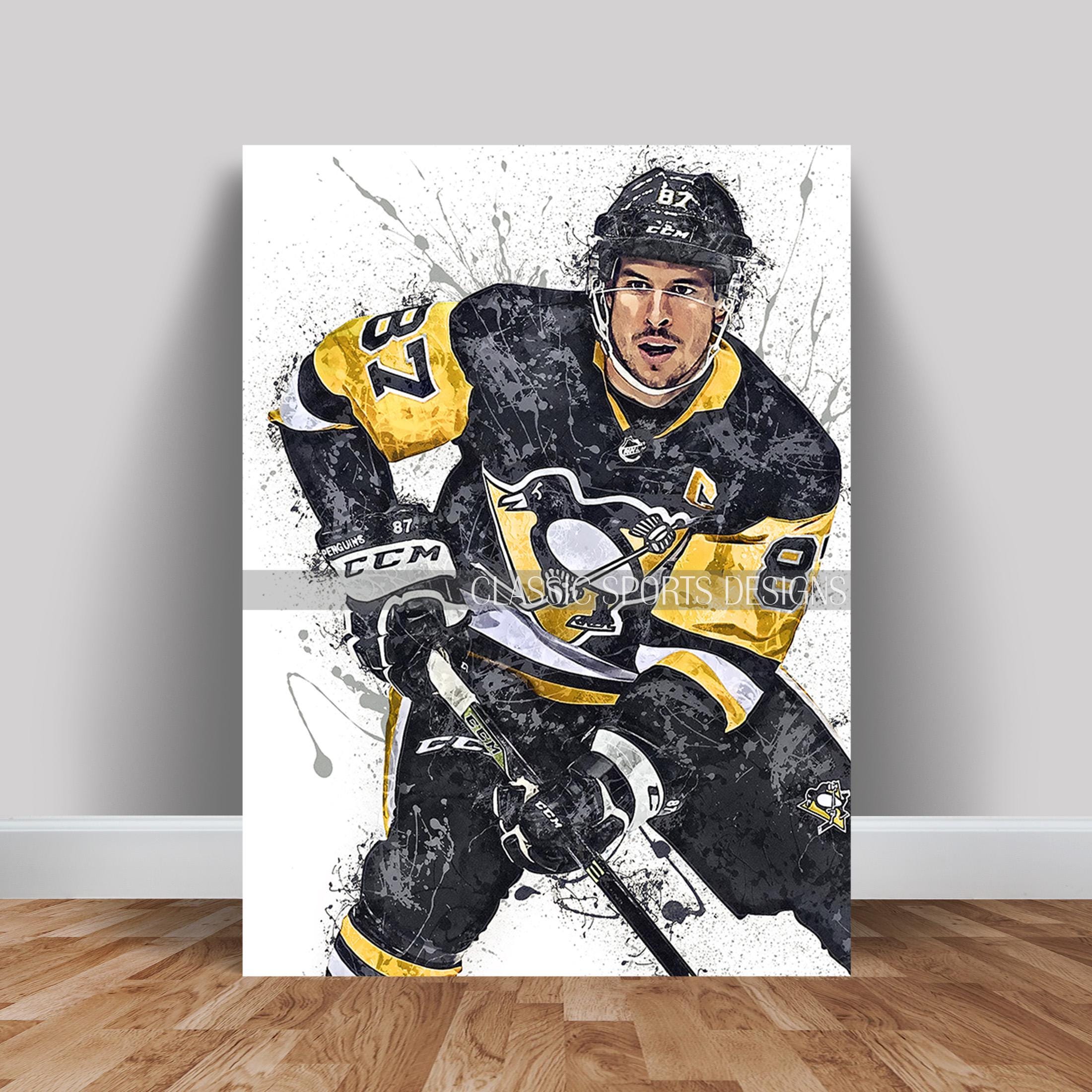 Sidney Crosby Poster, Pittsburgh Penguins, Canvas Wrap, Wall Art Print, Man Cave Gift, Kids Decor, Sports Art