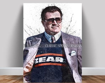 Mike Ditka Poster, Chicago Bears, Canvas Wrap, Wall Art Print, Kids Decor, Man Cave Gift, Sports Art