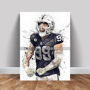 Maxx Crosby Poster, Las Vegas Raiders, Canvas Wrap, Wall Art Print, Kids Decor, Man Cave Gift, Sports Art